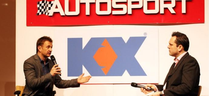 McNish and Davidson on stage at 2013 Autosport International Show