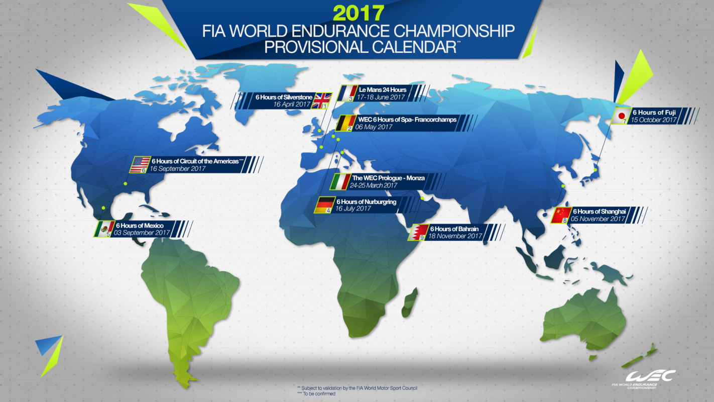 Calendrier WEC 2017