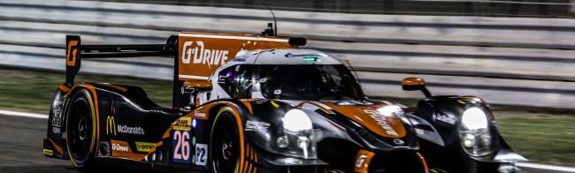La Ligier JS P2 de G-Drive Racing au pied du podium à Bahreïn 