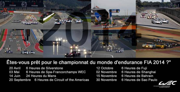 Avenant au calendrier FIA WEC 2014