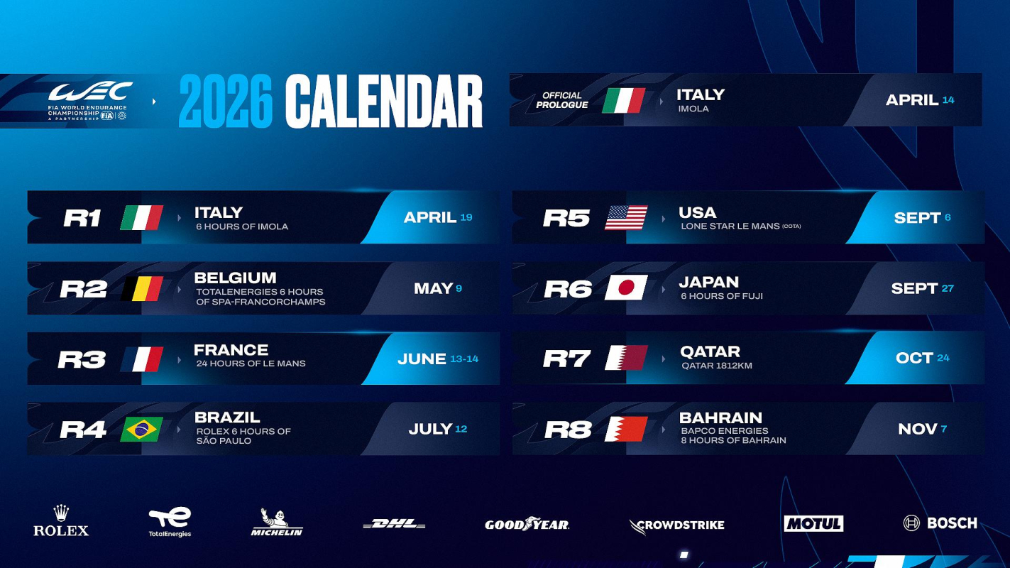 Dates confirmed for rescheduled Qatar 1812km and FIA WEC Prologue