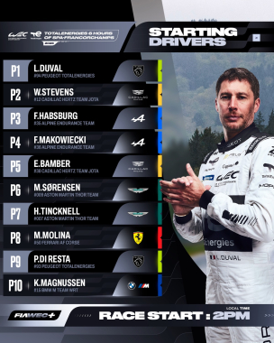 Here’s who’ll be behind the wheel at the start tomorrow 🤝 #WEC #6HSpa