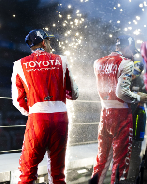 Fuji sparkles for Toyota ✨   The #8 @toyotaracing.wec crew savoured a hard-earned win on the podium 