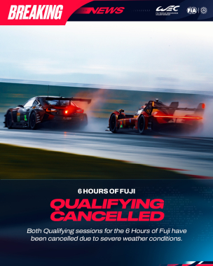 BREAKING NEWS: Qualifying for the 6 Hours of Fuji has been cancelled due to severe weather condition