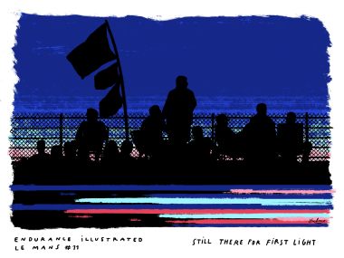 @24heuresdumans at first light… Unwavering energy in the stands as the race moves into the morning, 