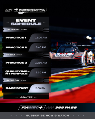 Your timetable for the TotalEnergies 6 Hours of Spa-Francorchamps 🇧🇪 Remember to tune in from FP3 to