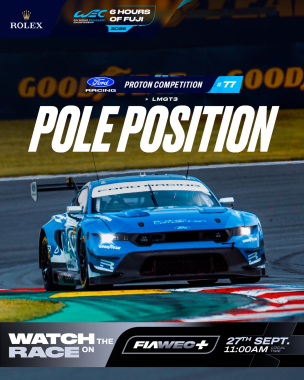 FORD ON POLE AT FUJI SPEEDWAY 🇯🇵🇺🇸 The #77 @protoncompetition leads the LMGT3 pack for the race tomo