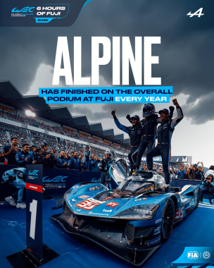 Fuji looks good on @alpine_endurance_team 💪 Alpine has finished on the overall podium every year at 