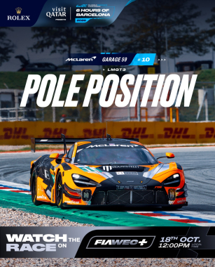 McLaren ON POLE in Barcelona! 🧡   @tom.fleming_ puts the #10 @garage_59 McLaren on top once again, s