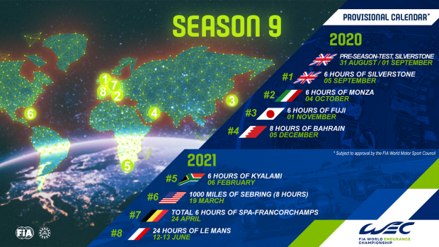 Le calendrier provisoire 2020-2021 du championnat du monde d'Endurance révélé.
