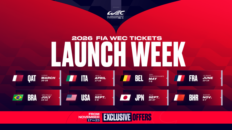 Launch Week is live – grab your 2026 FIA WEC tickets now!
