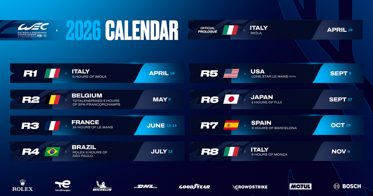 FIA WEC and FIA confirm venues for final two rounds of 2026