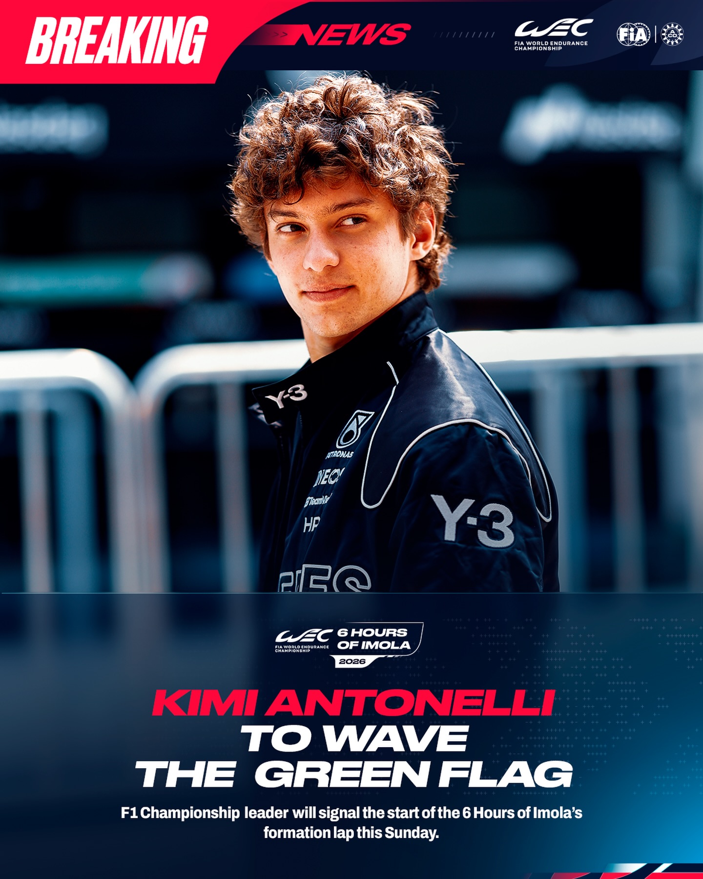 BREAKING NEWS: @kimi.antonelli to signal the start of the 6 Hours of Imola this Sunday. #WEC #6HImol