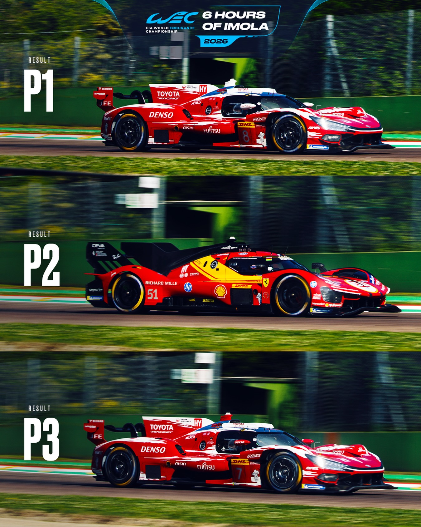 Your Hypercar front-runners after six hours of fierce fighting! 🙌 P1 - #8 @toyotaracing.wec GR010 Hy