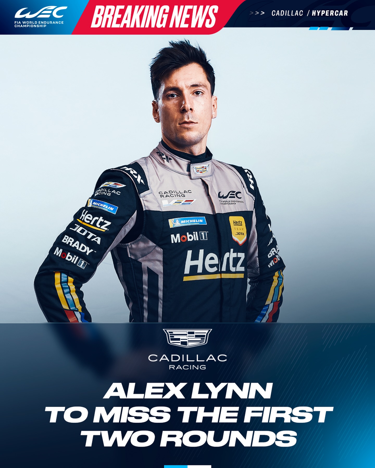 🚨BREAKING NEWS: @alexlynnracing to miss first two rounds of the 2026 WEC season Cadillac Hertz Team 
