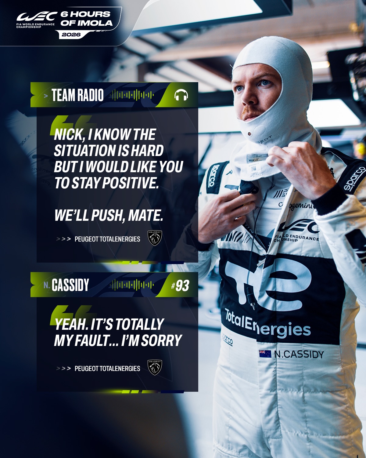 Setback for @peugeotsportofficial, but the team spirit remains strong 🫶 With more than half the race