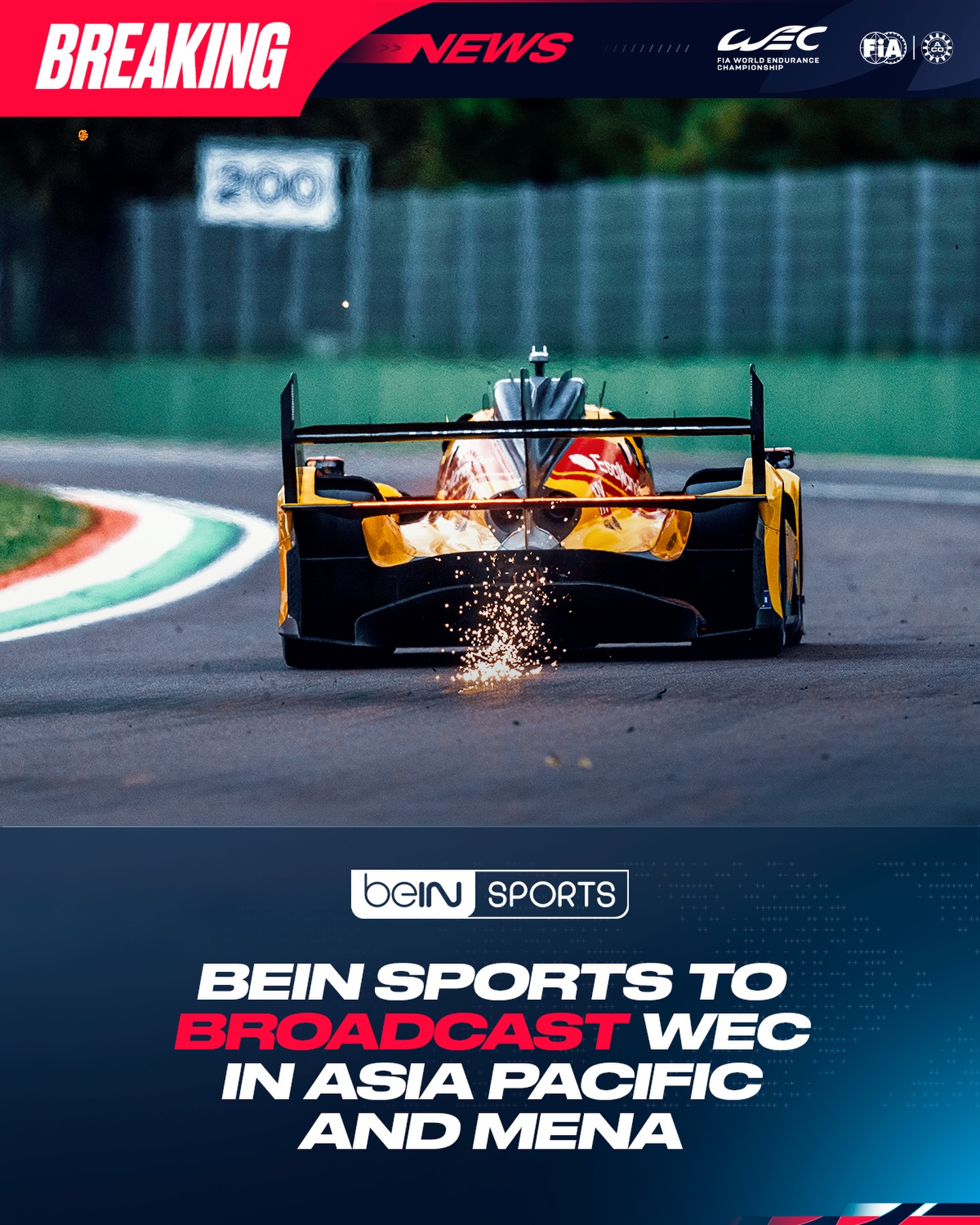 Breaking news: BEIN Sports to broadcast the FIA World Endurance Championship in Asia Pacific and Mid