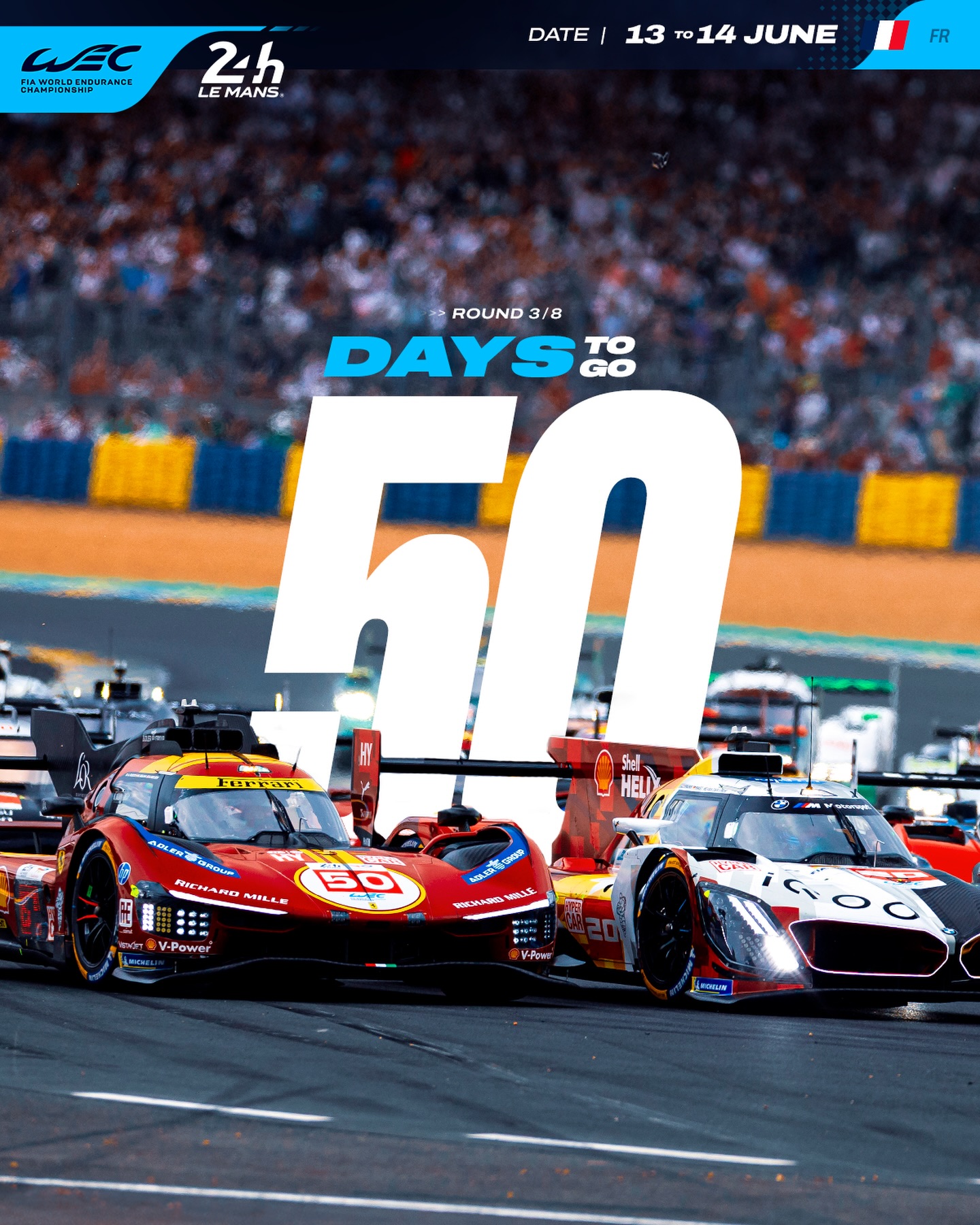 Only 50 days until the BIGGEST race of the year! ⏳ The 24 Hours of Le Mans is calling… will you be t