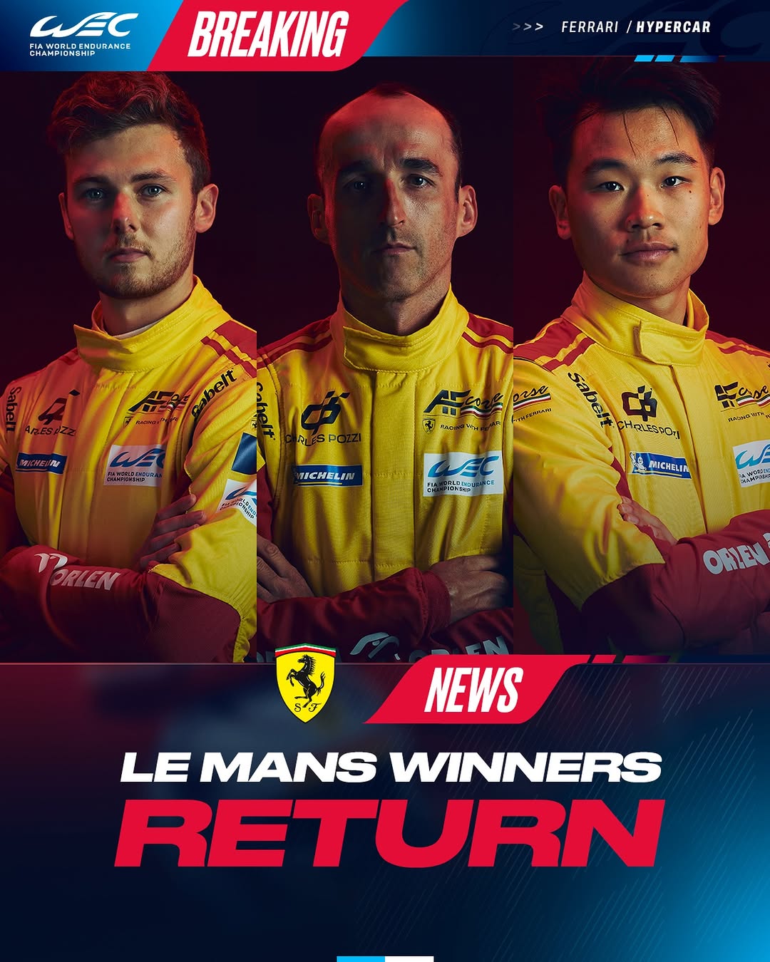 BREAKING NEWS 🚨: @afcorse_official announces driver lineup for 2026 which retains Le Mans winning cr